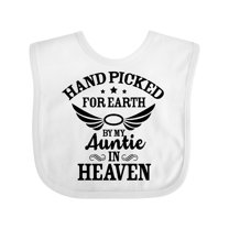 Inktastic Handpicked for Earth by My Auntie in Heaven with Angel Wings Boys or Girls Baby Bib