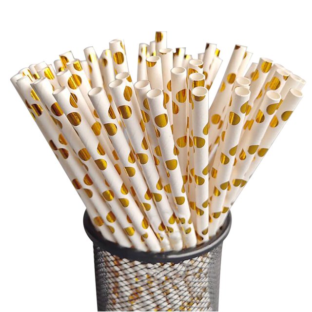 DPTALR Disposable Degradable Paper Straw Color Coated G Ilt Paper Drink Straw
