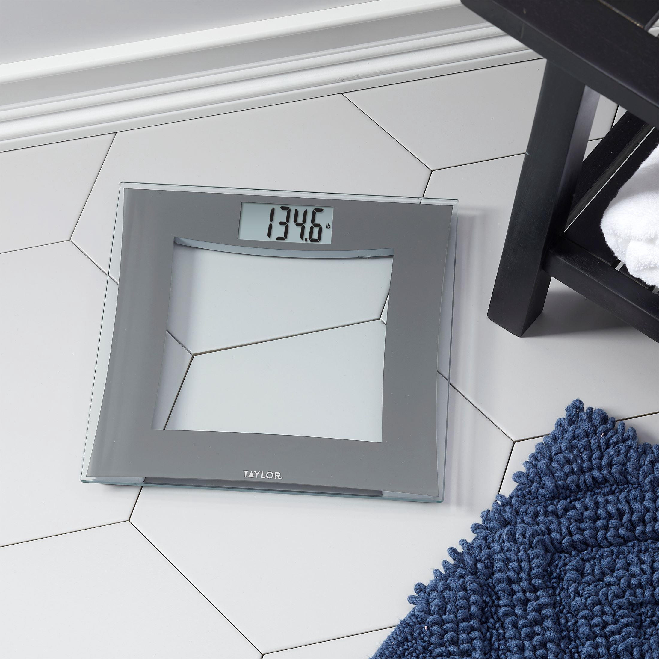Taylor 11.8-inch x 11.8-inch Tempered Glass Digital Body Weight Scale, Gray