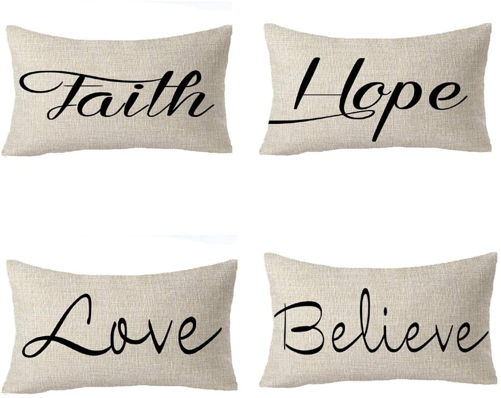 18'' “HOPE,LOVE” Pillow Case Cotton Linen Sofa Cushion Cover Home Decor