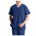 thumbnail image 3 of Playeras Cuello V Para Hombre, Conjunto De 2 Piezas De Camiseta De Manga Corta Con Cuello Redondo Y Pantalones Cortos Con Cordón Y Estampado De Letras Y Números, Adecuado Para El Verano, 3 of 6