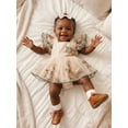 thumbnail image 6 of BemeyourBBs Baby Girls First Birthday Outfit 1st Birthday Party Dress Newborn Fairy Tulle Tutu Romper Dress Fly Sleeve Floral Embroidery Bodysuit Princess Party Cake Smash Dresses Headband, 6 of 9