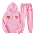 thumbnail image 2 of VBTAPA Womens Sweatsuits 2 Piece Set Love Heart Print Pullover Hoodies and Jogger Pants Sets Lounge Jogger Sets Casual Track Suits on Clearance Pink#1 L, 2 of 5