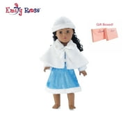 18 Inch Doll Clothes | Ice Blue Winter Dress Outfit with White Faux Fur Hat and Cape | Fits American Girl Dolls