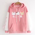 thumbnail image 7 of Bouanq Women Teen Girls Cat Hoodie Sweatshirt Cute Cat Ear Sleeping Cat Loose Casual Printed Pullover Sweatshirt, 7 of 7
