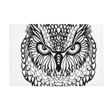 Big Eyes Owl Bird Animal Portrait Sketch Ground Mat Non Slip Floor Bathroom Door Rug Carpet