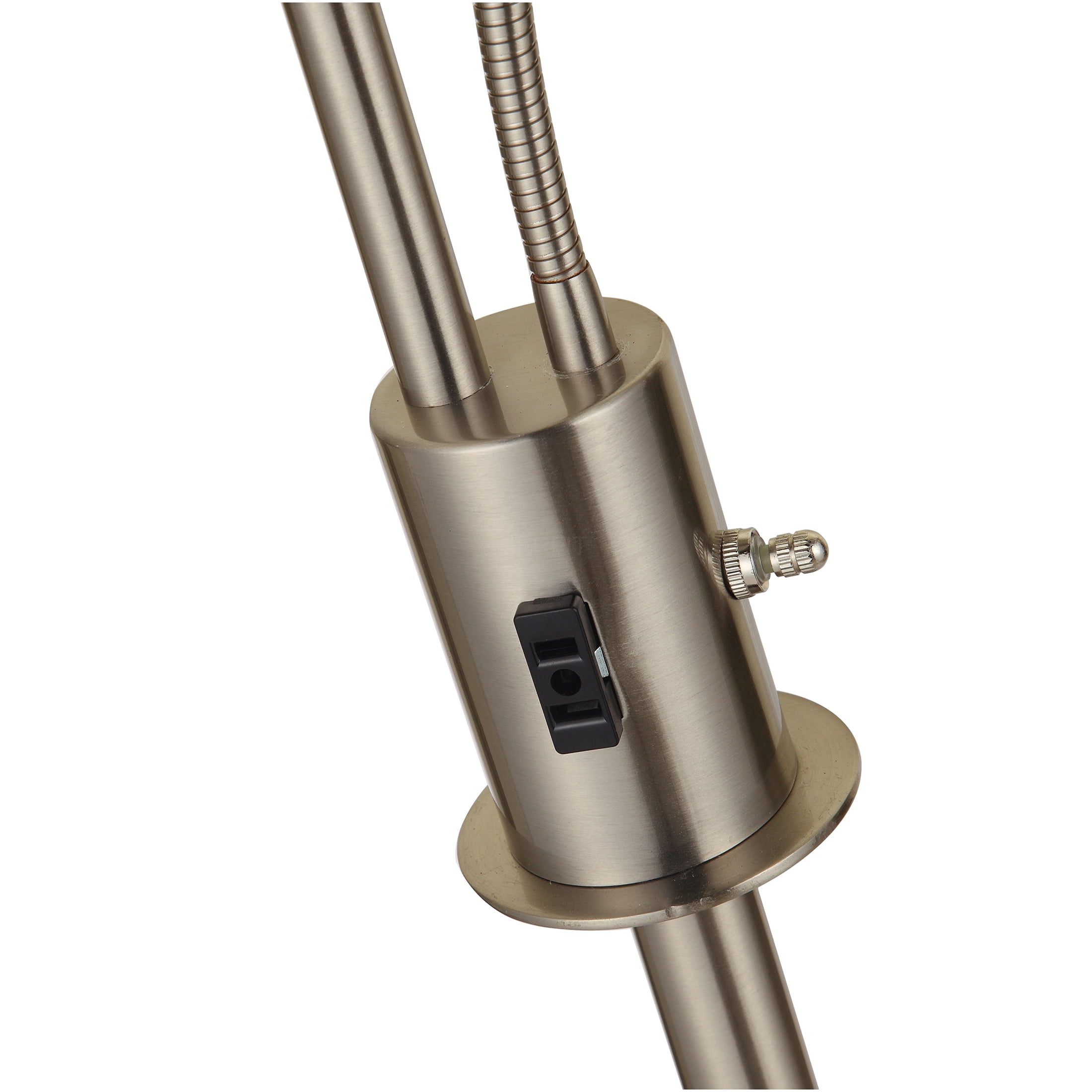 JERFIT Dual Light Torchiere Floor Lamp with Reading Light, Adjustable Gooseneck, Brushed Nickel Finish, for Living Room, Bedroom, Office