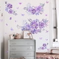 thumbnail image 5 of Purple Floral Wall Decals with Butterflies Removable Watercolor Flower Stickers for Bedroom Living Room Decor, 5 of 6
