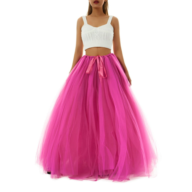 wybzd Women Princess Bubble Skirt, Girls Mesh Long Overskirt