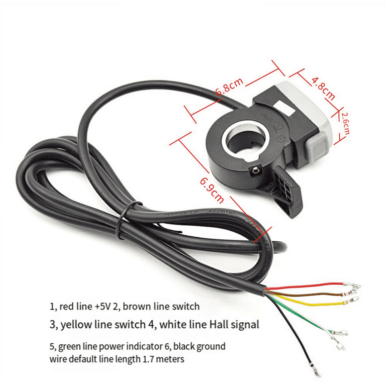 Universal Electric Thumb Throttle Grip Set - 22.5mm Handlebar Compatible, 3-Wire, 1.5m Cable, For E-Bikes, Scooters, Electrocars
