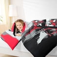 thumbnail image 3 of Homewish Red Abstract Print Queen Comforter Set,Aesthetic Geometric Comforter Sets Queen,Black Reversible,3 Pieces,1 Comforter and 2 Pillowcases, 3 of 7