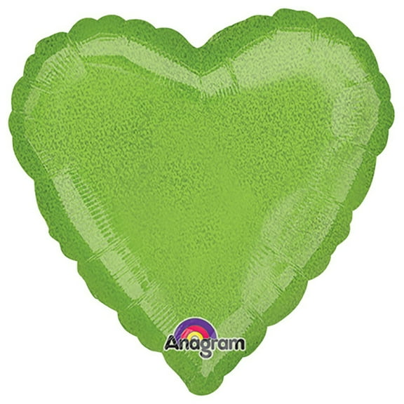 18 inch Heart - Dazzler Lime Green Foil Mylar Balloon - Party Supplies Decorations
