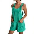 thumbnail image 2 of qolati Romper for Women 2025 Summer Casual Jumpsuits Loose Fit Adjustable Strap Shorts Overalls Beach Vacation Sleeveless Rompers with Pockets, 2 of 7