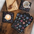thumbnail image 5 of Black Dog Paw Footprint Kitchen Oven Mitt and Pot Holder Sets 2 Pcs for Baking, Cooking and Grilling, Heat Resistant Up To 392 °F, 5 of 7