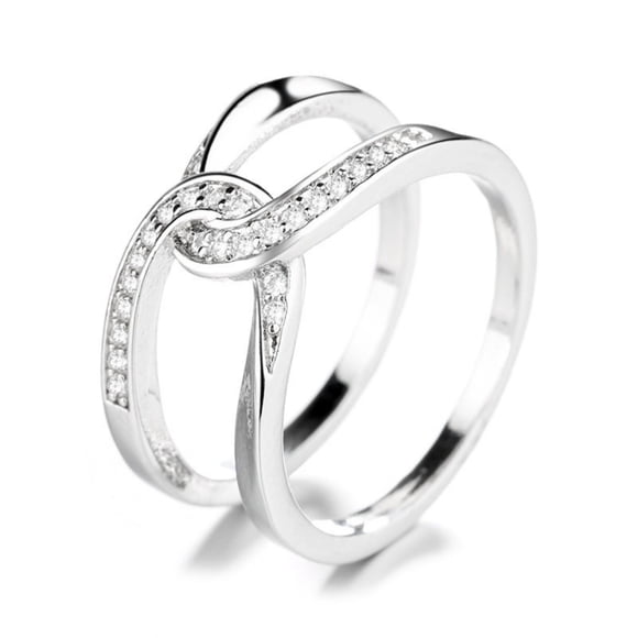 EGNMCR Rings Round Gemstone Women's Promise Of Two Hearts Engagement Ring, Sterling The ring