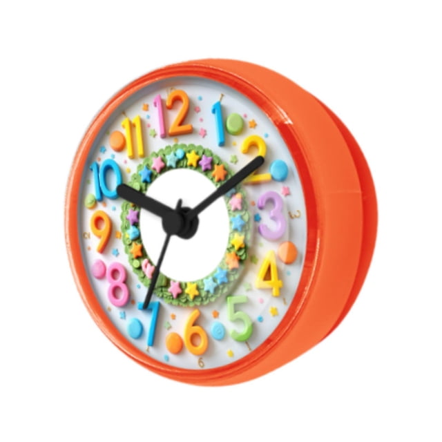 hengtong Bathroom Shower Clock Educational Clock Colorful Modern Compact Small for Mirror orange