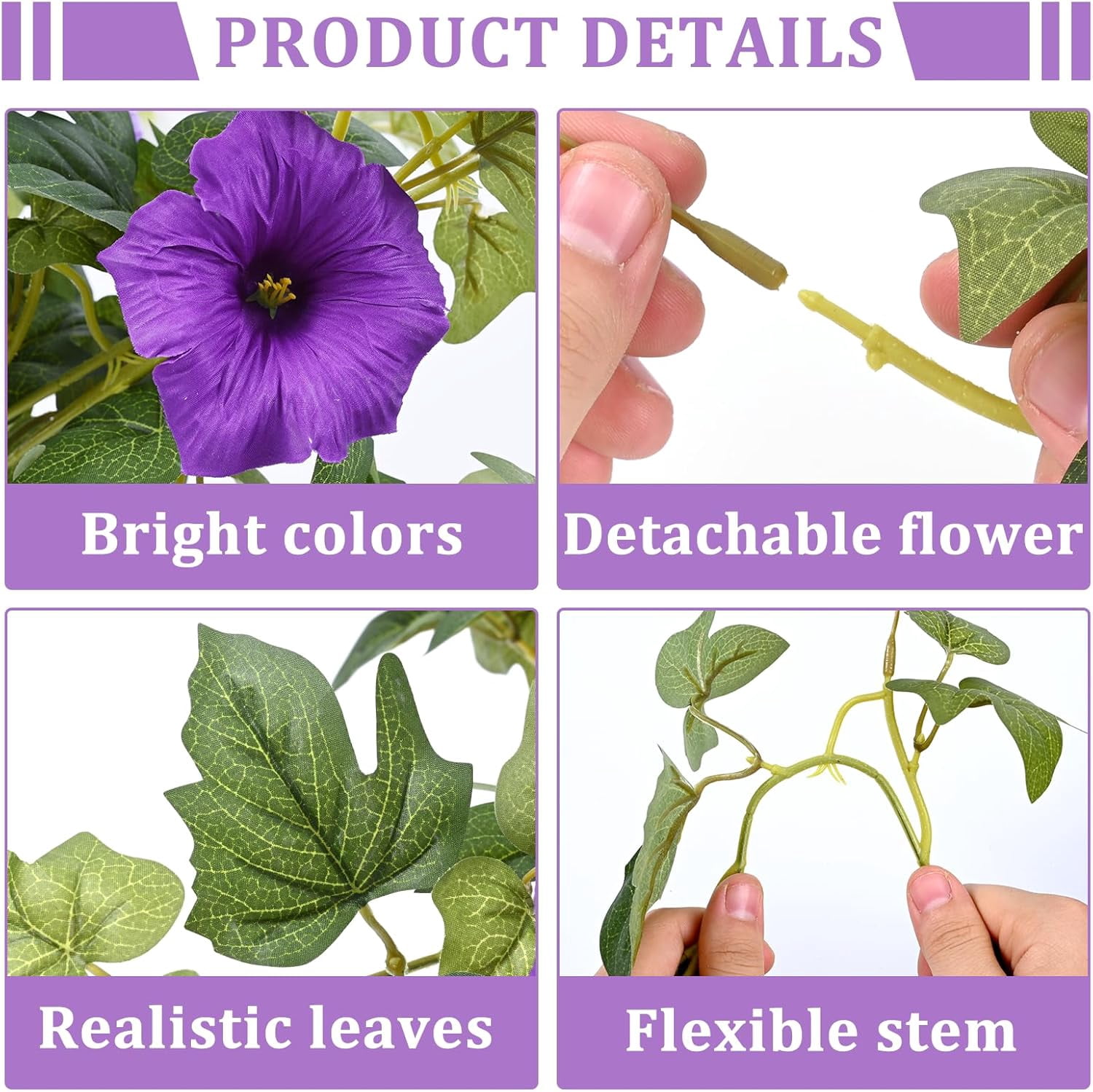 Yastouay 2pcs Petunias Artificial Flowers for Outdoor, UV Resistant Fake Flowers for Planter, Purple White Faux Flower for Garden Balcony Yard Porch