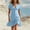 *Light Blue, variant on ClodeEU Women's V Neck Short Sleeve Mini Dress,Button Front Ruffle Hem Bodycon Dress Black,Women's Plus L