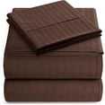 thumbnail image 1 of Striped Bed Sheet Set 1800 Luxury Soft Microfiber Deep Pocket 3-Piece Bedding Set - Wrinkle, Stain, Fade Resistant - Brown Queen, 1 of 4