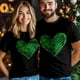 thumbnail image 5 of Camisetas informales de manga corta con trébol de corazón verde para hombre, camisetas gráficas, 5 of 8