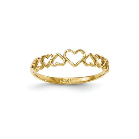 14k Yellow Gold Hearts Ring