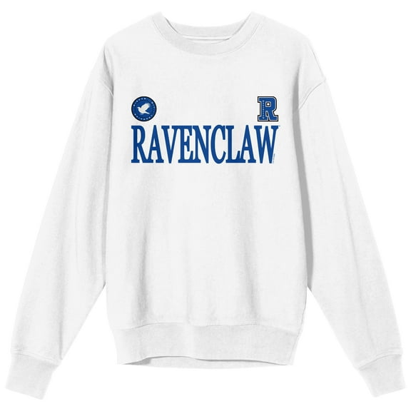 Harry Potter Ravenclaw Mascot Adult White Crew Neck Long Sleeve Sweatshirt-Medium