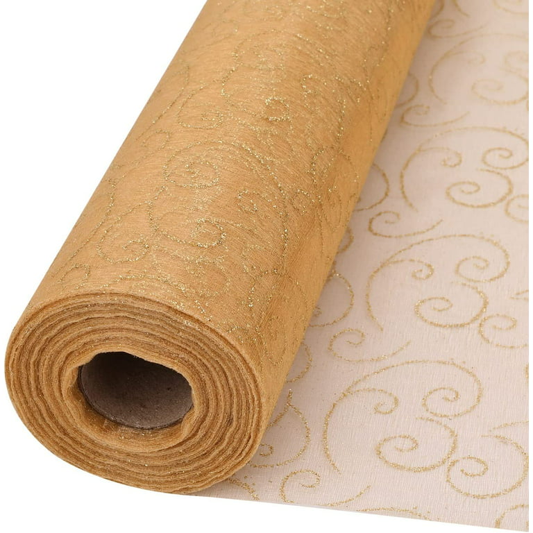 Trimming Shop 25m x 29cm Gold Organza Roll with Flocked Design
