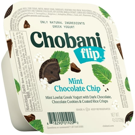 Chobani Flip Low-Fat Greek Yogurt Mint Chocolate Chip 4.5 oz Cup
