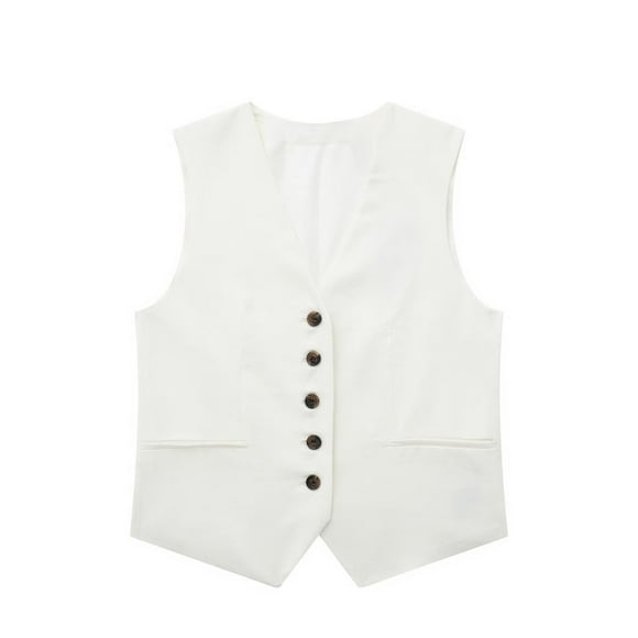 Baberdicy Cardigan Sweaters for Women Lightweight Women's Solid Casual Linen Blend Vest Jacket Womens Coats White