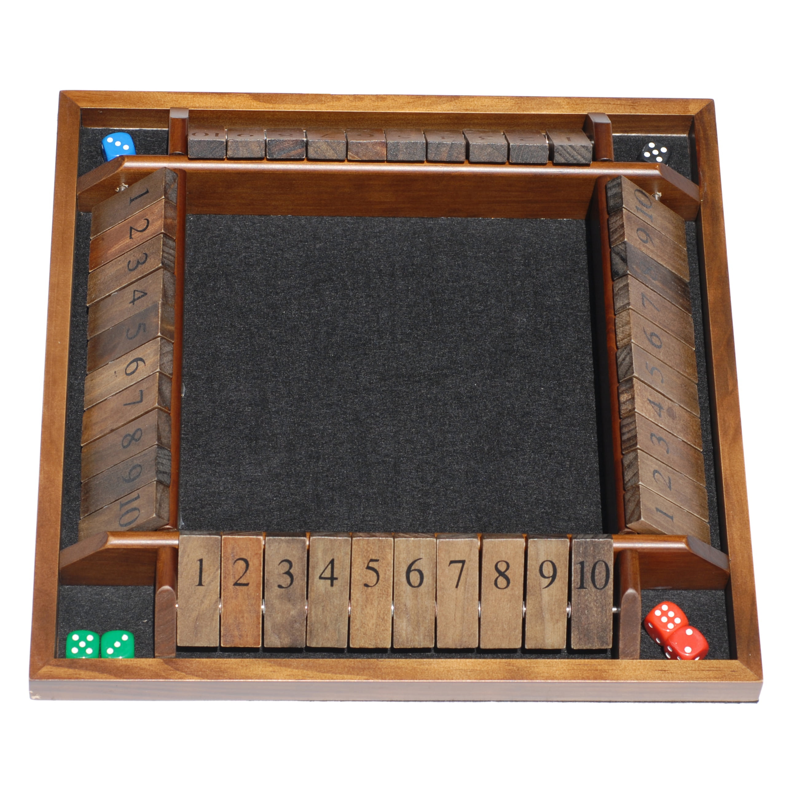 We Games 4 Player Shut The Box Jogo de tabuleiro de dados com tampa -  Madeira manchada