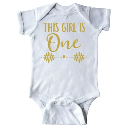 

Inktastic 1st Birthday Gold Lettering 1 Year Old Gift Baby Girl Bodysuit
