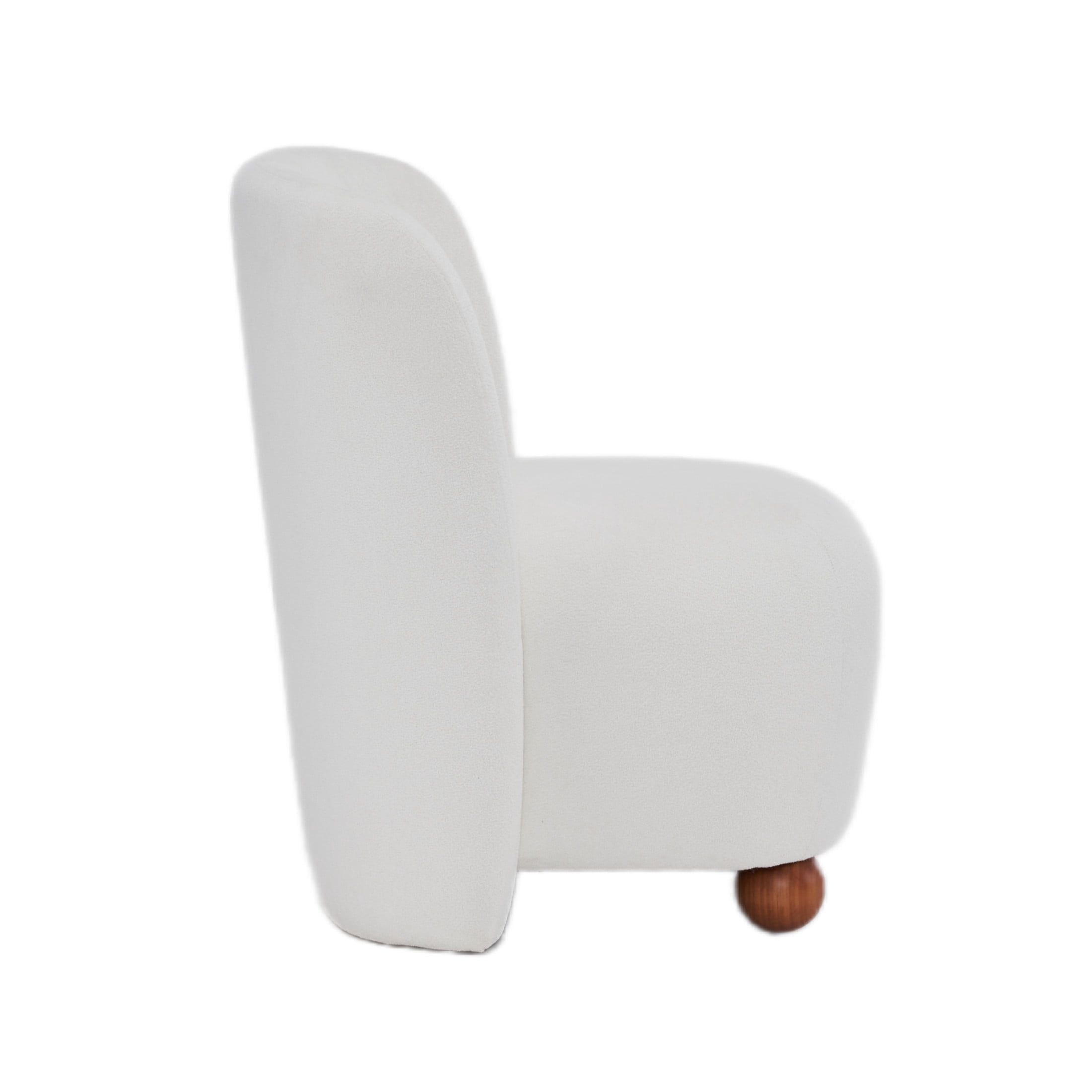 Veylin Modern Upholstered Low-back, Accent Chair, Wood, White