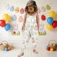 thumbnail image 2 of Kids Girl Easter Jumpsuit Sleeveless Bunny Print Romper Square Neck Backless Elastic Spring Outfit Beige 2T-6,Size 2 T, 2 of 7