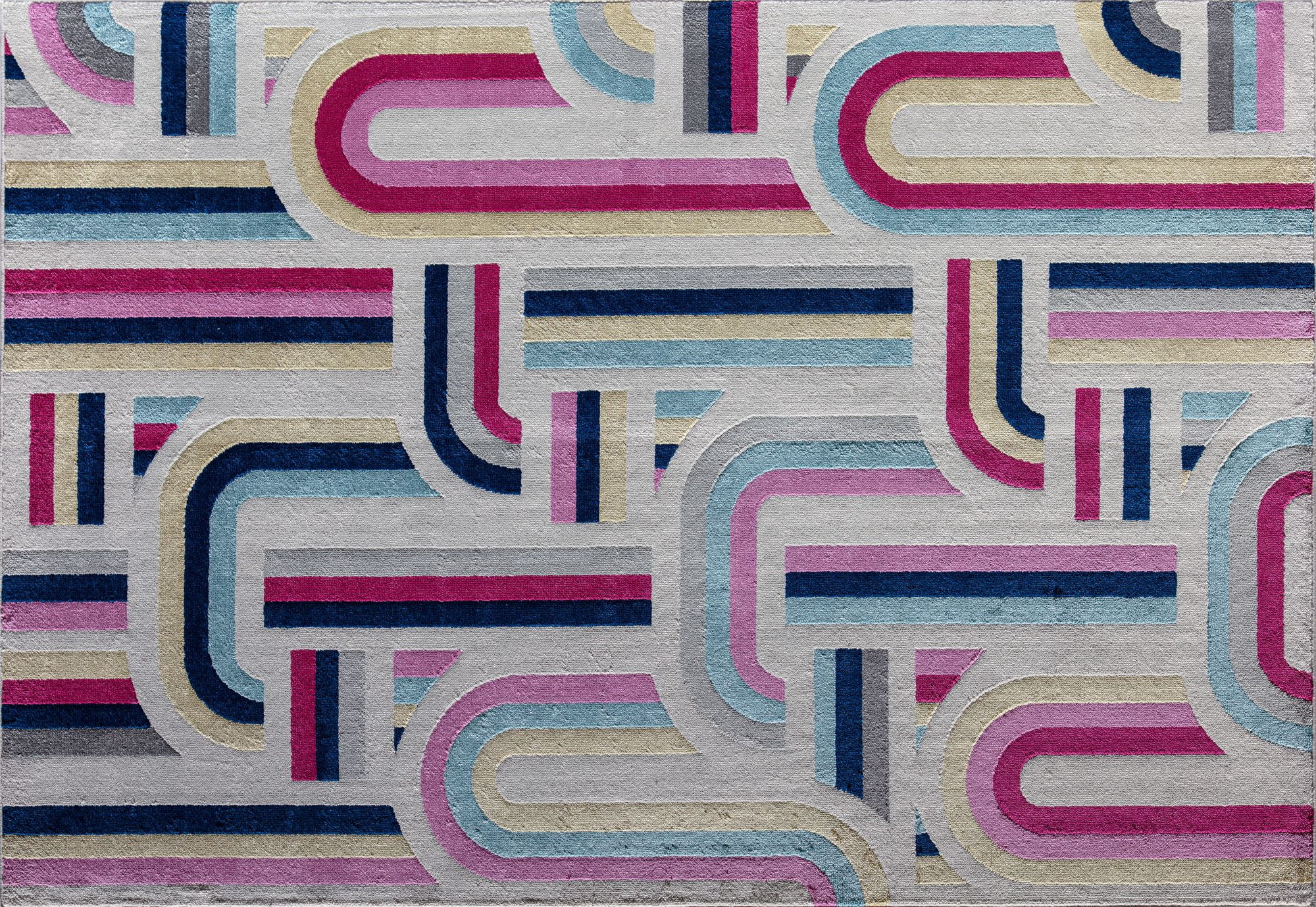Elizabeth Sutton VE15A Sweet Spot Geometric Modern White Area Rug, 2'0" x 4'0"