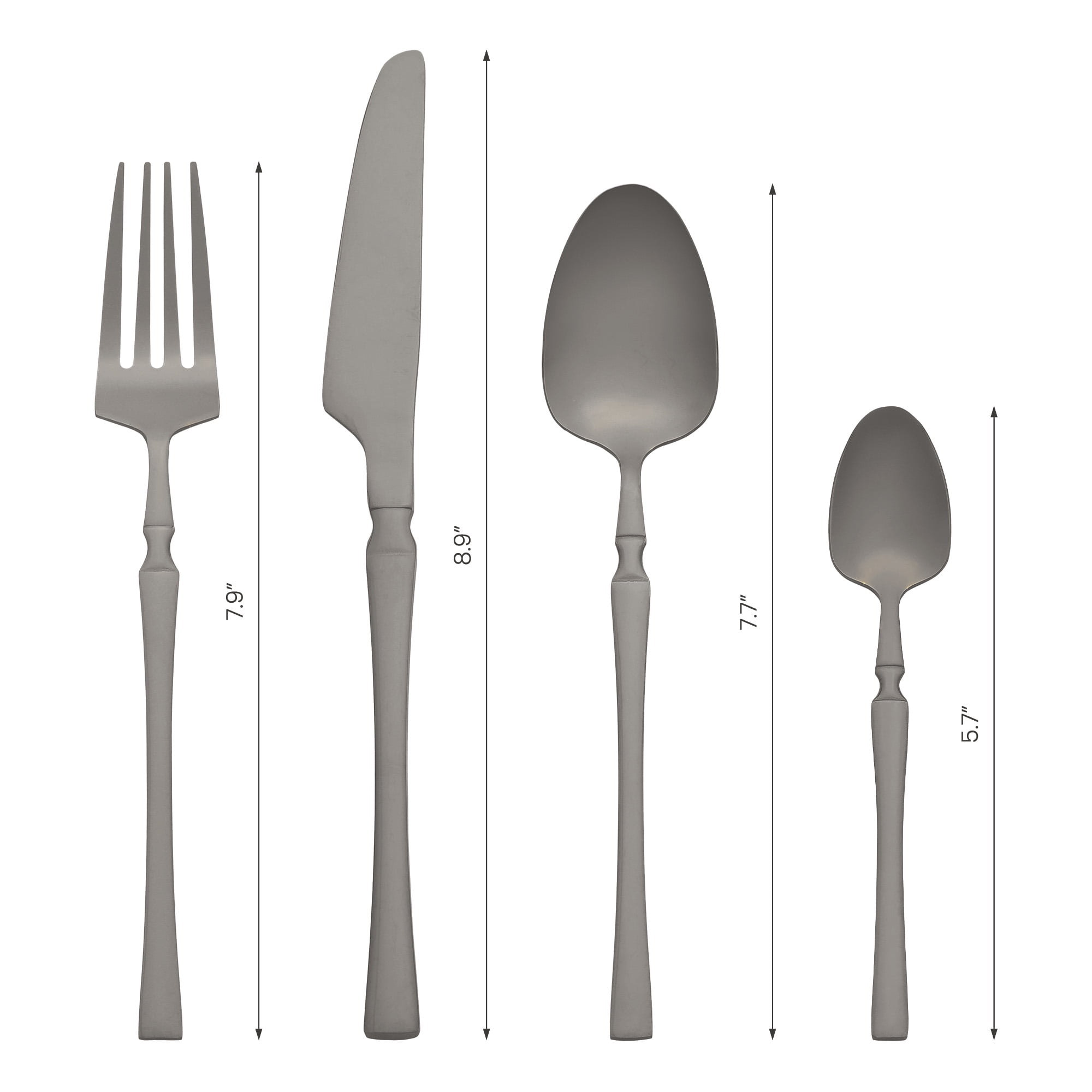 Unique Bargains 24 Pieces Silverware Set Stainless Steel Serving Utensils Set Black