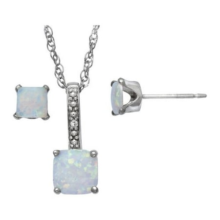 Simulated Opal W/cz Pend Ear Set