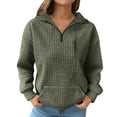 thumbnail image 4 of Womens 1/4 Zip Waffle Knit Sweatshirt Casual Loose Long Sleeve V Neck Half Zip Pullover Tops Fall Trendy Outfits, 4 of 5