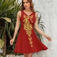 thumbnail image 7 of Queen Embroidery Dress Summer Street Style Dresses Female Sleeveless Printed Sundress, 7 of 7