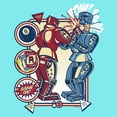 thumbnail image 2 of Juniors Mattel Blue Bomber and Red Rocker Robots Game On Racerback Tank, 2 of 4