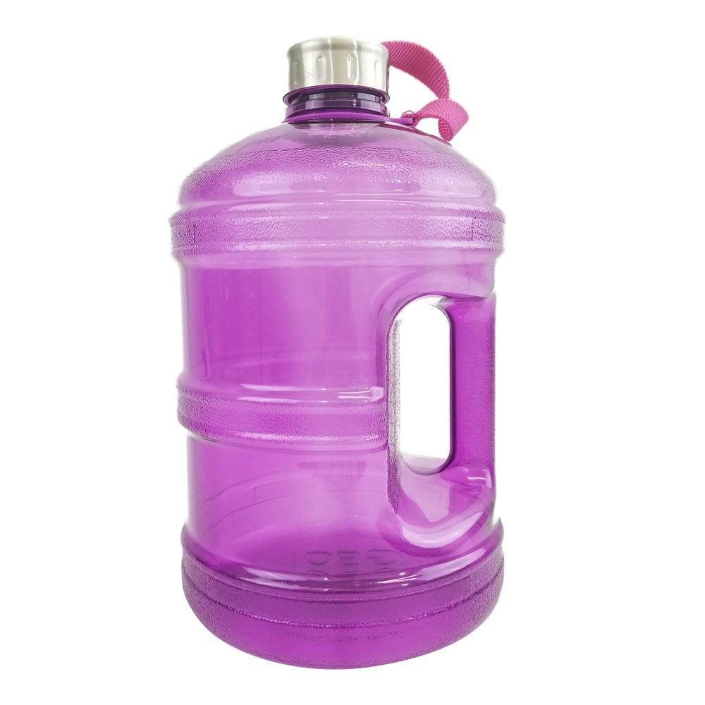 1/2 Gallon 64 oz Sports Cap Bottle Drinking Water Jug BPA Free Alkaline Black 