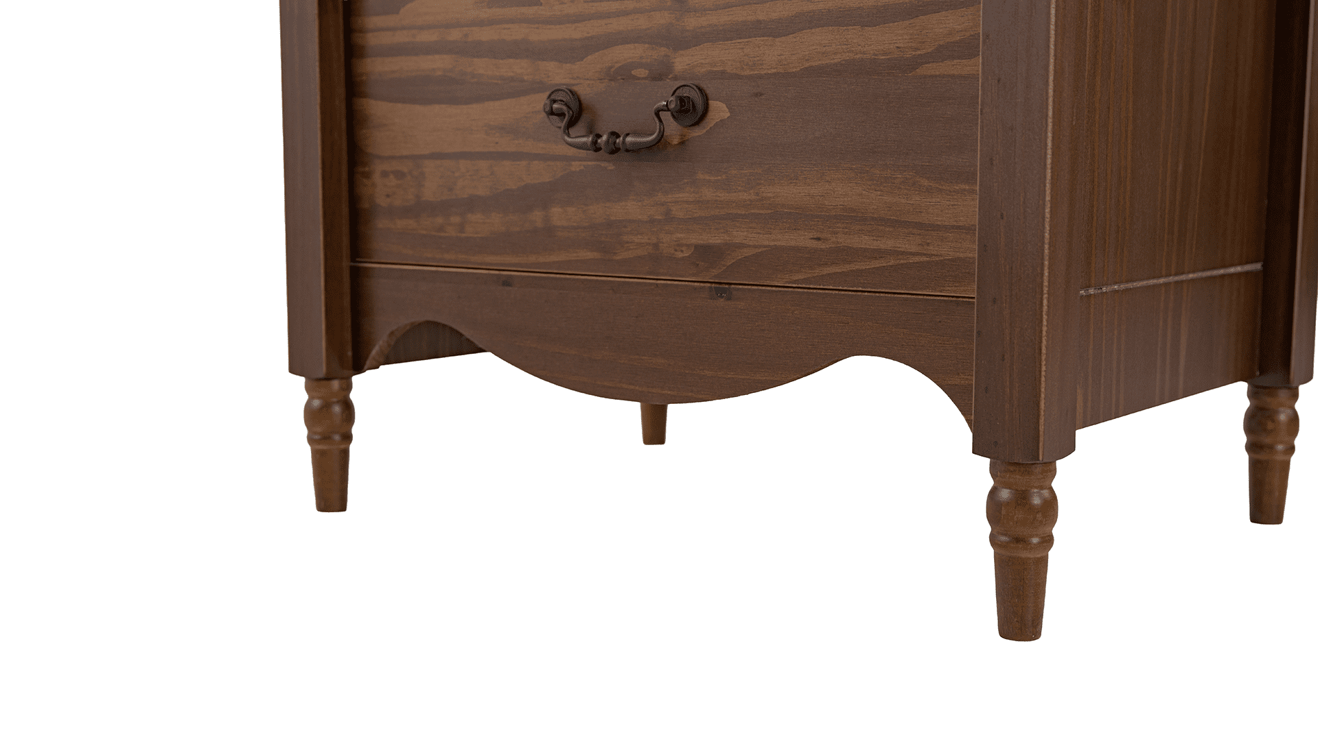 Brixton Solid Wood 2 Drawers Nightstand Walnut - for Adults ans Teens