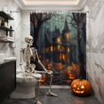 thumbnail image 3 of Shower Curtains for Bathroom-36"x72",Halloween Scary Haunted Castle Horror Pumpkin Waterproof Bath Curtain Grommet Shower Curtain Set with Hooks, 3 of 9