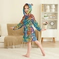thumbnail image 2 of FORMRS Niños Bathrobe Unisex Hooded Robe Soft Plush Pajamas Sleepwear, Size 7-9T, Colorful Dragon Scales Pattern, 2 of 7