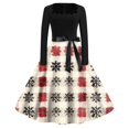 thumbnail image 4 of Christmas Dresses for Women Women's Fashion Round Neck Casual Slim Christmas Printed Long Sleeve Dresses with Square Collar for Christmas Party,Beige,L, 4 of 4