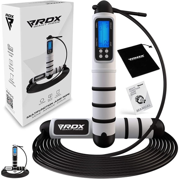RDX Skipping Rope Digital with Smart Calorie Counter, 10.3FT Adjustable Tangle Free PVC Coated Steel Speed Jump Cable, ABS Grip Handles, Fat Burning Fitness Weight Loss HIIT Slimming Home Gym Workout