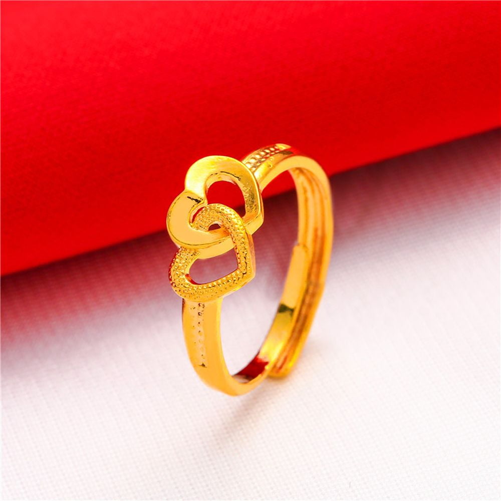Adjustable Cherry & Flower Ring For Women - Red Enamel & Crystal, 14k Gold Plated Statement Ring