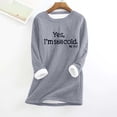thumbnail image 2 of Jinhomg Womens Tops Long Sleeve Fall Saving Women Thick Fleece Sweatshirt Top Winter Velvet Warm Underwear Pullover Blouse Blue,M, 2 of 4