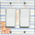 thumbnail image 1 of Metal Light Switch Wall Plate Outlet Cover (2 Teddy Bears With Love Heart Balloon Flower Blue Stripes - Double Rocker), 1 of 2