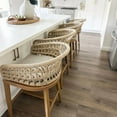 thumbnail image 2 of PURPLE LEAF 24" Counter Height Bar Stools Chair Set of 2, Modern Upholstered Patio Bar Stool with Backrest for Indoor and Outdoor, Kitchen Island, Teak, 2 of 11