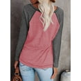 thumbnail image 2 of TEMOFON Women Tops Casual Fall T Shirts Crewneck Long Sleeve Tunic Tops Color Block Loose Fit Shirts for Women, 2 of 6